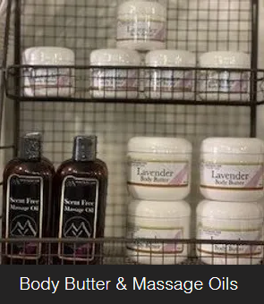 body butter and massage oils